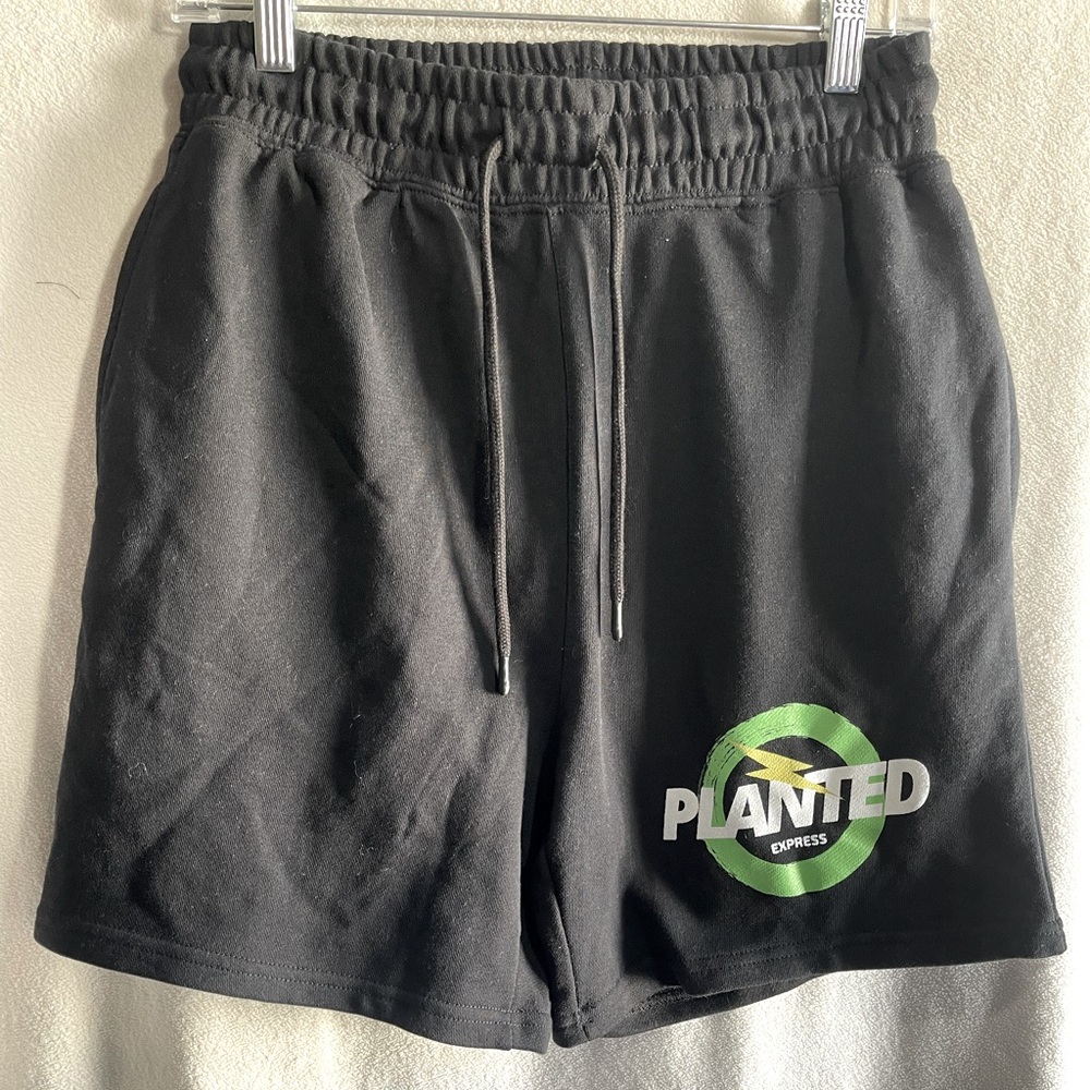 Black Planted Express Shorts. Size Medium